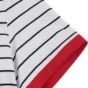 LilyCoco Women's Striped Shirt Short Sleeve Color Block Tops Notched Neck Summer Tee White Medium (M)