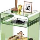 Acrylic Side Table with Storage Transparent End Table for Living Room Storage Shelf Acrylic Nightstand Long-Lasting(Green)