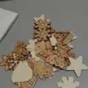 Quzzil 36 Pcs Christmas Gingerbread Ornaments for Tree Mini Snowflake Wooden Hanging Winter Xmas Ornaments with Ropes for Christmas Party Holiday Winter Crafts(Brown,Gingerbread House)