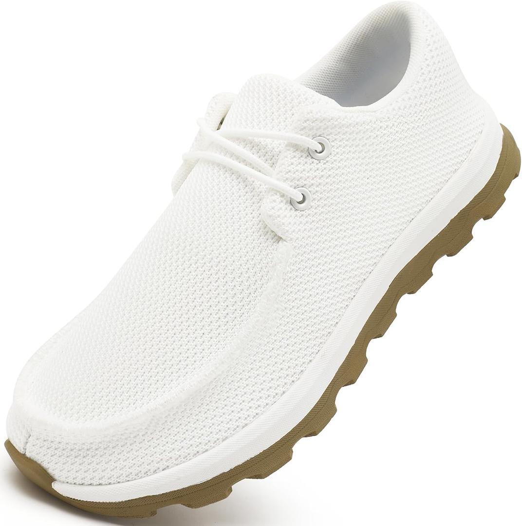 Loafers Men Slip in Walking Running Sneakers Extra Wide Casual Boat Business Dress Workout Gym Tennis Comfortable Non-Slip Indoor Shoes Men White Size 9.5