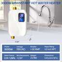 Tankless Water Heater Electric 110V, 3000W Instant Electric Water Heater, Under Sink Water Heater with Digital Display, On Demand Hot Water heater Electric for Kitchen Bathroom Washin