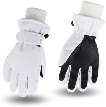 JANGANNSA Winter Kids Ski Gloves Boys Girls Cold Weather Snow Glove Waterproof Ski Snowboard Gloves with Fleece Lining, A