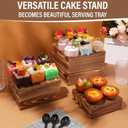 Barydat 3 Pcs Vintage Brown Wood Cake Stand Rustic Wooden Display Risers for Party Display Square Stackable Display Box for Dessert Appetizer Storage Organizer Engagement Reception Wedding Party