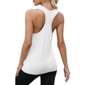 Bestisun Racerback Workout Athletic Tank Tops Sleeveless Yoga Gym Shirts for Women (White, L)