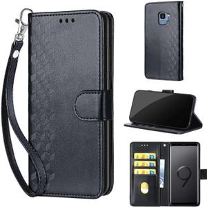 Designed for Samsung Galaxy S9 Case Wallet,Women Flip Folio Cover with Embossed PU Leather Stand Credit Card Holders Slots Wrist Strap Phone Case for Samsung S9 5.8 Inch (Black Cube) (1)