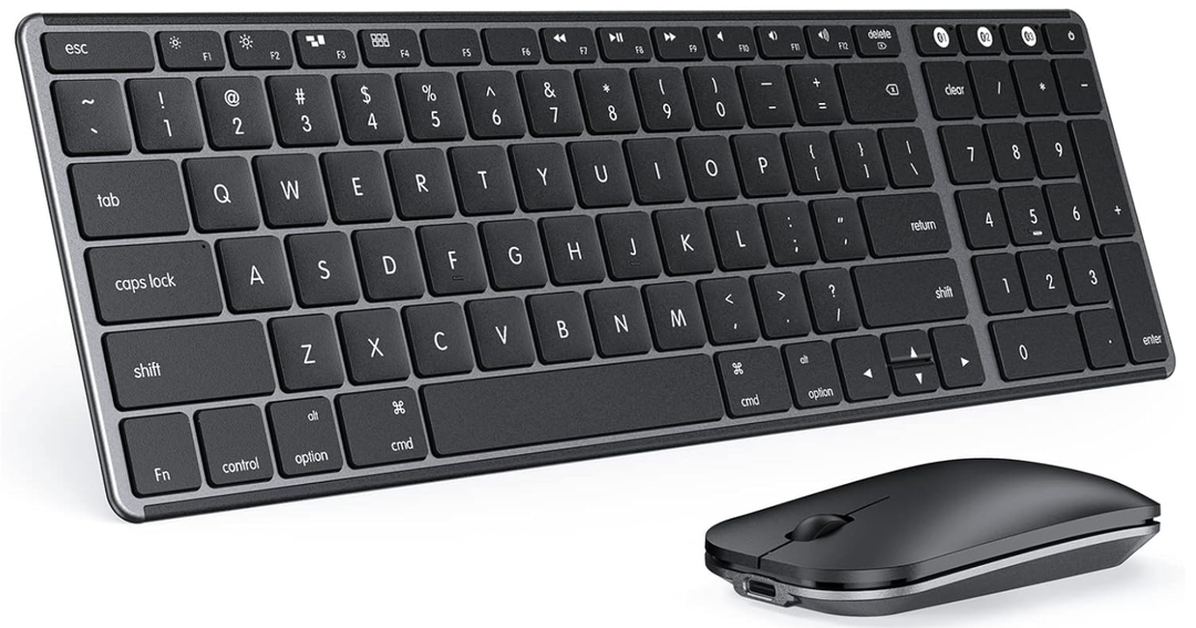 seenda Bluetooth Keyboard and Mouse Combo for Mac, SKM642 Rechargeable Slim Wireless Keyboard Mouse Compact, 3 MultiDevice Connection, Compatible for Mac, MacBook Pro/Air, iPad, Black Gray