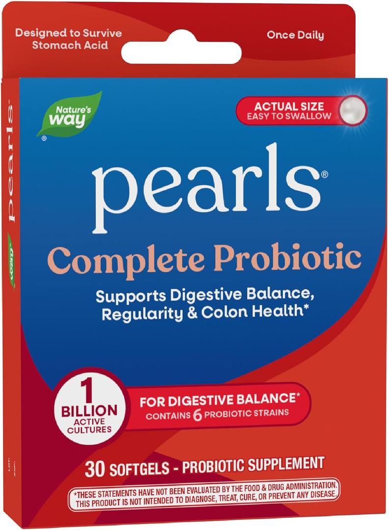 2 x Nature's Way Pearls Complete Probiotic, Supports Digestive Balance*, 1 Billion Live Cultures, Supplement for Men and Women, No Refrigeration Required, 30 softgels (Packaging May Vary) (EXP 05/31/27)