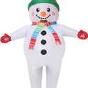 Inflatable Snowman Costume Blow up Christmas Costume Party Halloween Suit Christmas Decoration (Green)