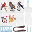 WEBEEDY DIY Bird Quilling Greeting Card Sets with 20 PCS Blank Cards,36 Colors Strips,Paper Quilling Tools and White Emulsion Greeting Card DIY Quilling Supplies for Birthday Party Gifts