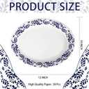 Grencian 100Pcs Mexican Talaver Oval Paper Plates 10" x 12" Large Heavy Duty De Barro Mexicanos Plates White Blue Floral Clay Dessert Platters for Mexican Party Birthday Wedding Party Decoration