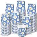 Pack of 2,RUSPEPA 2 oz Bathroom Cups, Disposable Paper Cups - 100 Pack Daisy Flower Design Printed - Mini Mouthwash Rinse Paper Cups for Home, Bathroom, Picnic, Party, and Events