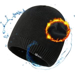 Oversized XL DryKnit Waterproof Merino Wool Blend Beanie Fleece Lined Knit Hat for All-Weather Winter