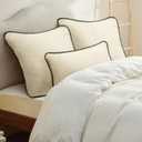 2 x ORTIGIA Farmhouse Lumber Pillow Covers Decorative 12x20 Textured Pillowcaes with Scalloped Edge Pillow Case for Couch Sofa Bed Cushion Living Room Green