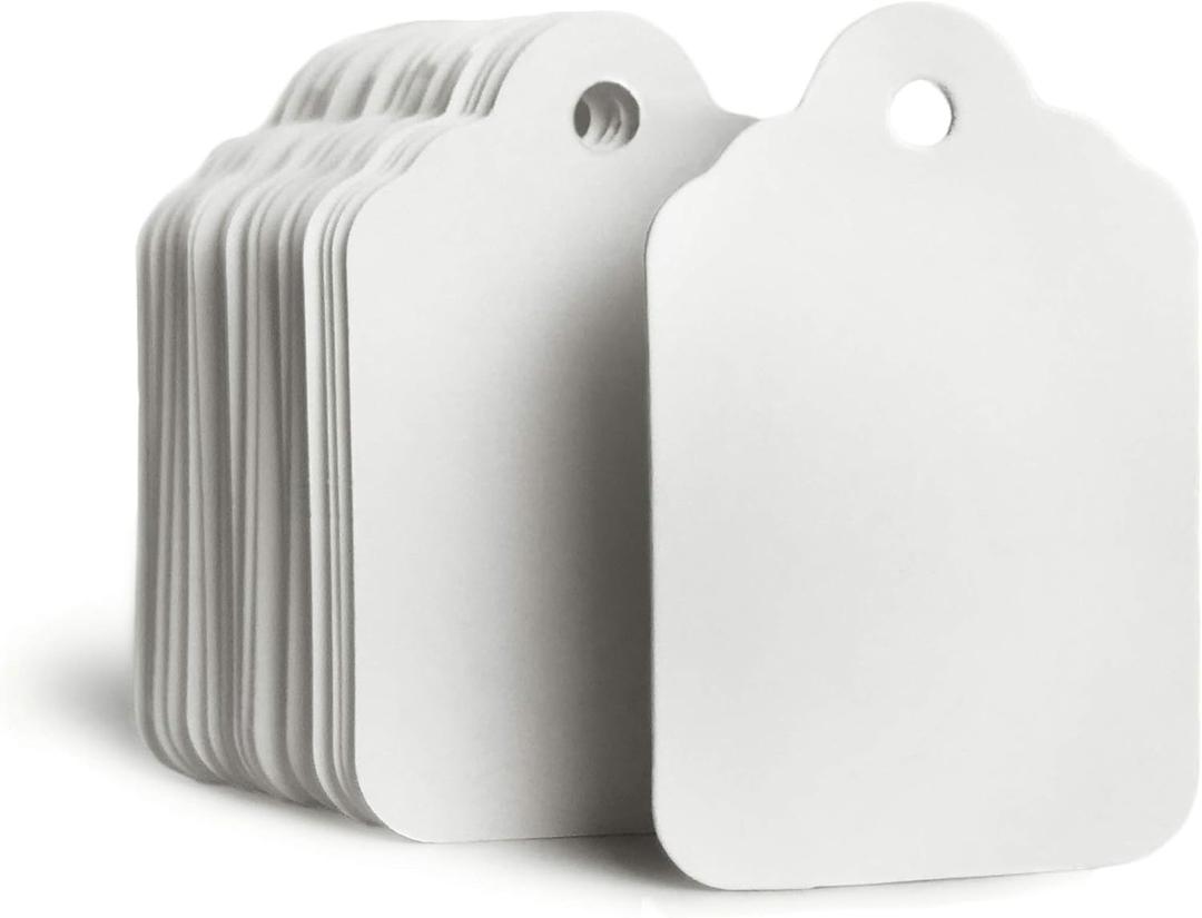 GILLRAJ Unstrung Marking Blank White Price Tags Size 1.93"x 1.25" (49mm x 32mm) Pack of 1000 Paper Clothing Hang Tags Without String, Use with Tagging Gun for Jewelry Gift Clothes Garage Yard Sale