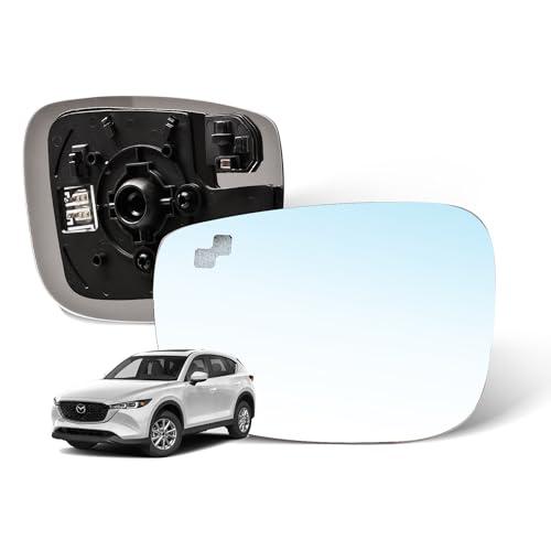 GrteRokky Driver Side Mirror Glass w/Heated|Blind Spot Detection Compatible for Mazda CX-5 2017-2023 CX-9 2016-2023 Left Side Rear View Mirror LH Heating with Backing Plate TK71-69-1G7