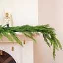 6FT Cedar Garland Realistic Faux Pine Cypress Garland for Mantle Stairs Fireplace Table Front Door Wall Indoor Outdoor Christmas Xmas Decor Holiday Decorations