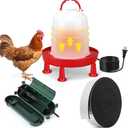 3 Pcs 6L Heated Chicken Waterer for Winter 1.6 Gallon Heated Poultry Waterer with Leg Support Chicken Water Heater for Winter with Outdoor Extension Cord Cover and Pipe Insulation Tape Wrap