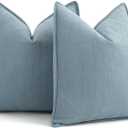 ZWJD Throw Pillow Covers 18x18 Set of 2 Chenille Pillow Covers with Elegant Design Soft and Luxurious Decorative Throw Pillows for Couch, Bed, and Home Decor,Light Blue