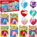 Valentine Day Gifts for Kids, 24 Pack Pop Fidget Heart-Shaped Mini Push Bubble Sensory it Fingertip Keychain Fidget Toys Decompression Valentines Classroom Party Favors Exchange Gifts for Kids