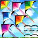 Halloscume Large Delta Kites for Adults Easy to Fly 57.1 Inch with 328.1 ft String Rainbow Beach Delta Kites for Beginner Outdoor Supplies (Multicolor)