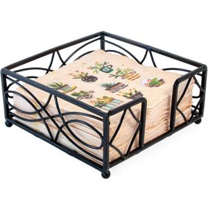 Boston International Wave Design Cocktail Napkin Holder Caddy, Black