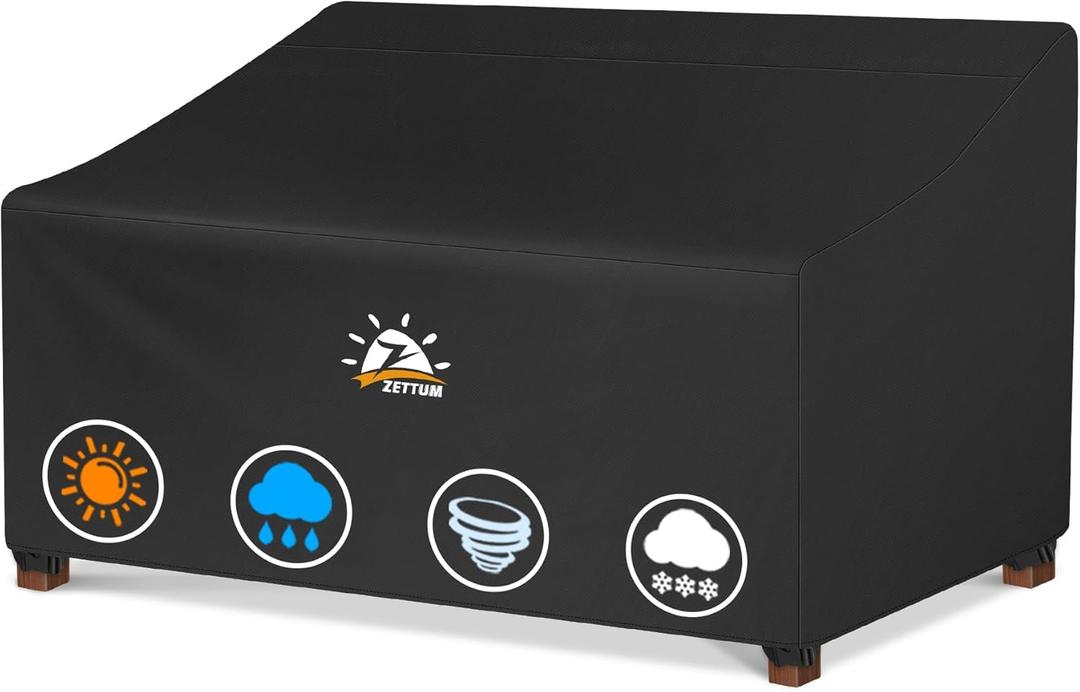 Zettum Patio Sofa Cover 72 Inch - 600D Outdoor Couch Cover Waterproof & Heavy Duty, Large 2-3 Seater Furniture Covers for Outside Sofa, Loveseat, Couch, Glider and Bench - 72 x 34 x 32 Inch