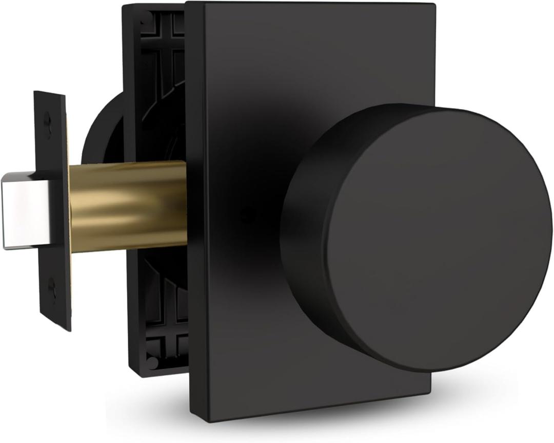 Mega Handles Laura Passage Door Knobs - 1 Pack Reversible Interior Door Knobs, Heavy Duty Matte Black Door Knob for Closet & Hallway, No Lock, Fits All Standard Door Sizes - Matte Black