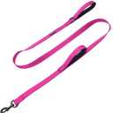 Max and Neo Double Handle Traffic Dog Leash - Reflective, Donates to Dog Rescue (Pink, 6 FT)