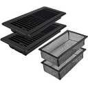 Floor Vent Covers 2 Pack, 4" x 12" (Duct Opening Size) Easy Adjust Vent Deflector Metal Reinforced Weld,Black