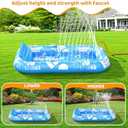 Inflatable Tanning Pool Lounger Float with Sprinkler, 77" x 48" Pool Floats Adult with Pillow, 6 in 1 Suntan Tub Raft Floatie with Drink Holder Sunbathing Water Lounge (Blue)