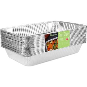 20-Pack Heavy Duty Full Size Aluminum Foil Deep Pan, 21x13 Disposable Roasting Pan for Cooking, Baking & Grilling, Large Chafing Pan for Catering, Steam Table, Buffets of Hotel & Restaurant