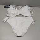 Blooming Jelly Womens Bikini Sets Two Piece Cheeky Swimsuits Curvy Cutout String Bathing Suits (Large, White)