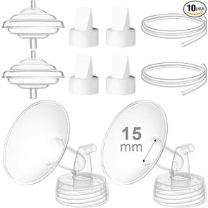 Gotocut Breast Pump Accessories Kit  15mm Flange Set Compatible with Spectra S1/S2/Motif Luna, Includes Valves, Tubing & Backflow Protectors