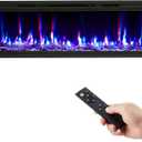 GarveeHome 68 in Electric Fireplace Wall Mounted/Recessed with Remote Control, 4.2 in Ultra-Thin Linear Fireplace Heater 750W/1500W with Timer, 12-Color Flames, Log & Crystal Options
