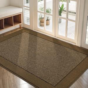 BEQHAUSE Indoor Door Mat 32" x 48", Dirt Trapper Door Mats Non-Slip Entryway Rugs Washable, Resist Dirt Absorbent Welcome Mat, Low Profile Floor Mats for Front Back Door and Entryway, Brown