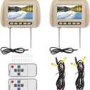 headrest DVD Player 2 Screens, 2pcs Universal 7 in HD Car Headrest Video Players LCD Video Player Control MP5 Display Brown
