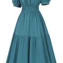 Nuoqi Victorian Dress Women 1800s Edwardian Dress Short Sleeve High Neck Renaissance Costume, XL