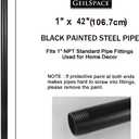 GeilSpace 1" x 42" Pre-Cut Black Metal Pipe, Industrial Steel Fits Standard One Inch Black Threaded Pipes and Fittings - Vintage DIY Industrial Shelving (1" 42")