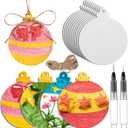 Wonderjune 20 Pcs Christmas Foam Texture Painting Paper for Craft, Magical Foam Texture Paper Sheet with Water Brush Pen, Handicraft Blank Painting Sheet for 3D Craft DIY Art Supplies (Christmas Ball)