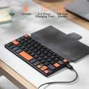 Doohoeek Universal Bluetooth Mini Keyboard, Wireless Compact Keyboard with Orange Navigation Keys & Any-Angle Stand for Android/iOS/Windows, Dual-Device Keypad for Phones/Galaxy Z Fold/iPad mini