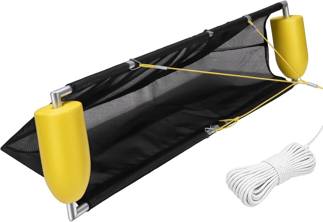55" Floating Debris Collector for Lakes & Ponds, Extremely Durable Net, Circular Aluminum Tube Design, Multi-layer Overlock Fabric, 30FT Rope, Effective and built to last, for Harvesting Duckweed.