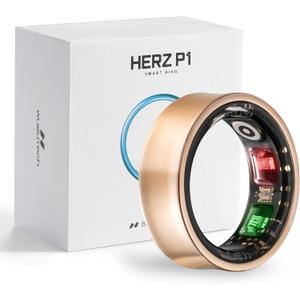 Herz P1 Smart Ring for Women & Men - (Size 6) 24/ 7 Health Metrics Fitness Ring, Tracks 20+ Biometrics, 6 Day Battery Life, Waterproof Stainless Steel, Free APP for iOS Android, No Subscription