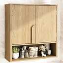 RUSTOWN Wall Mounted Bathroom Cabinets with Rounded Edges & Curved Handles, 23.6 x 7.9 x 24.6 inches