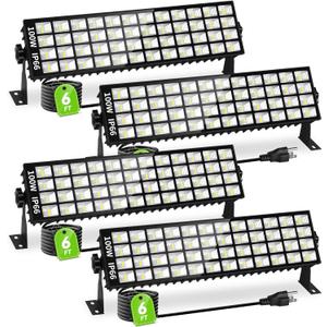 4 Pack LED Shop Lights, 100W 11000LM Plug in Garage Light with 6FT Power Cord, IP66 Waterproof Work Bench Shop Lights for Garage, Workshop, Warehouse, Outdoor, Yard, Garden (4pcs)