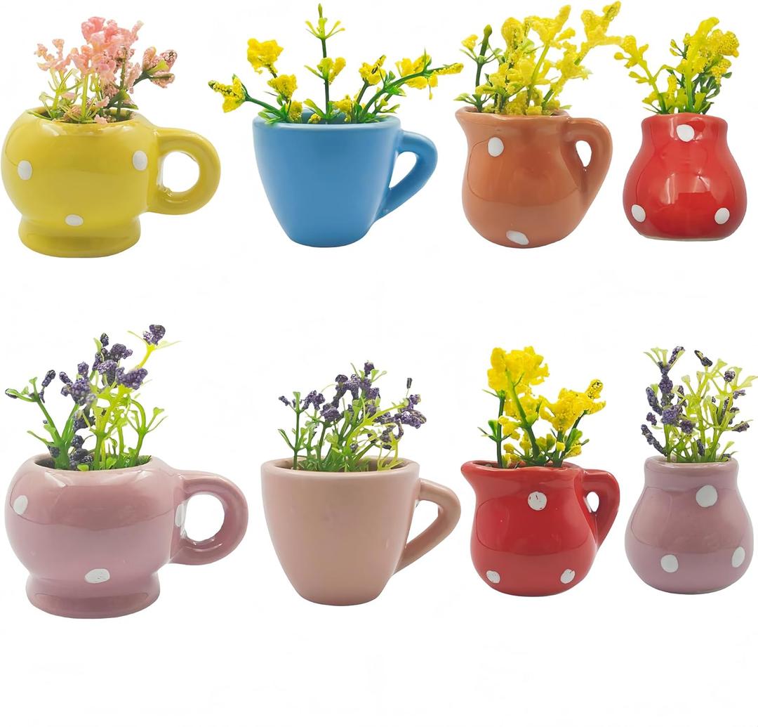 Cute Mini Magnetic Flower Vase Fridge Magnets,Funny Plant Magnets for Fridge Decorative,3D Ceramic Vase Decoration for Home,Kitchen,Office,School,Locker,Whiteboard