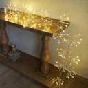 LITBLOOM Lighted Starburst Garland with Timer and Dimmer 6FT, Sliver Garland with Lights 160 Warm White LED Lights for Home Fireplace Mantle Thanksgiving Christmas Decoration Indoor Outdoor