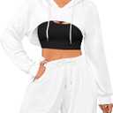 LovelyWholesale Zip Up Hoodie Women Cropped Sweatshirt Long Sleeve Crop Tops White Large (White, L)