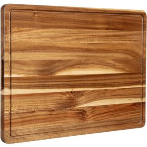 Cutting Boards 1.5" Thicker, 20x15 Inch Extra Large Acacia Wooden Cutting Board for Kitchen, Edge Grain Wood Chopping Board with Juice Groove and Handles, Pre-Oiled Carving Tray for Meat & Cheese