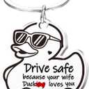 4 x Valentines Keychain for Dad Mom - Drive Safe I Love You, Keyring Key Chain Birthday Valentines Day Funny Gifts