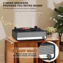 Vinyl Record Player with Built-in Speakers,3 Speed Turntable with Latest Bluetooth 5.3, AUX Input, Headphone Jack, RCA Output and Auto Stop, Mirror Vintage Wooden Black